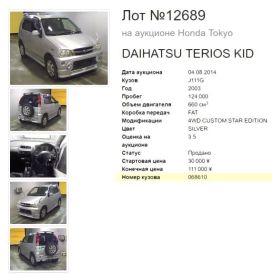 SUV   Daihatsu Terios Kid 2003 , 300000 , 